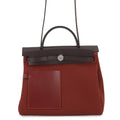 HERMES Herbag Zip Tournée Pocket Ebene/Rouge H Vache Hunter Leather Toile H Size PM