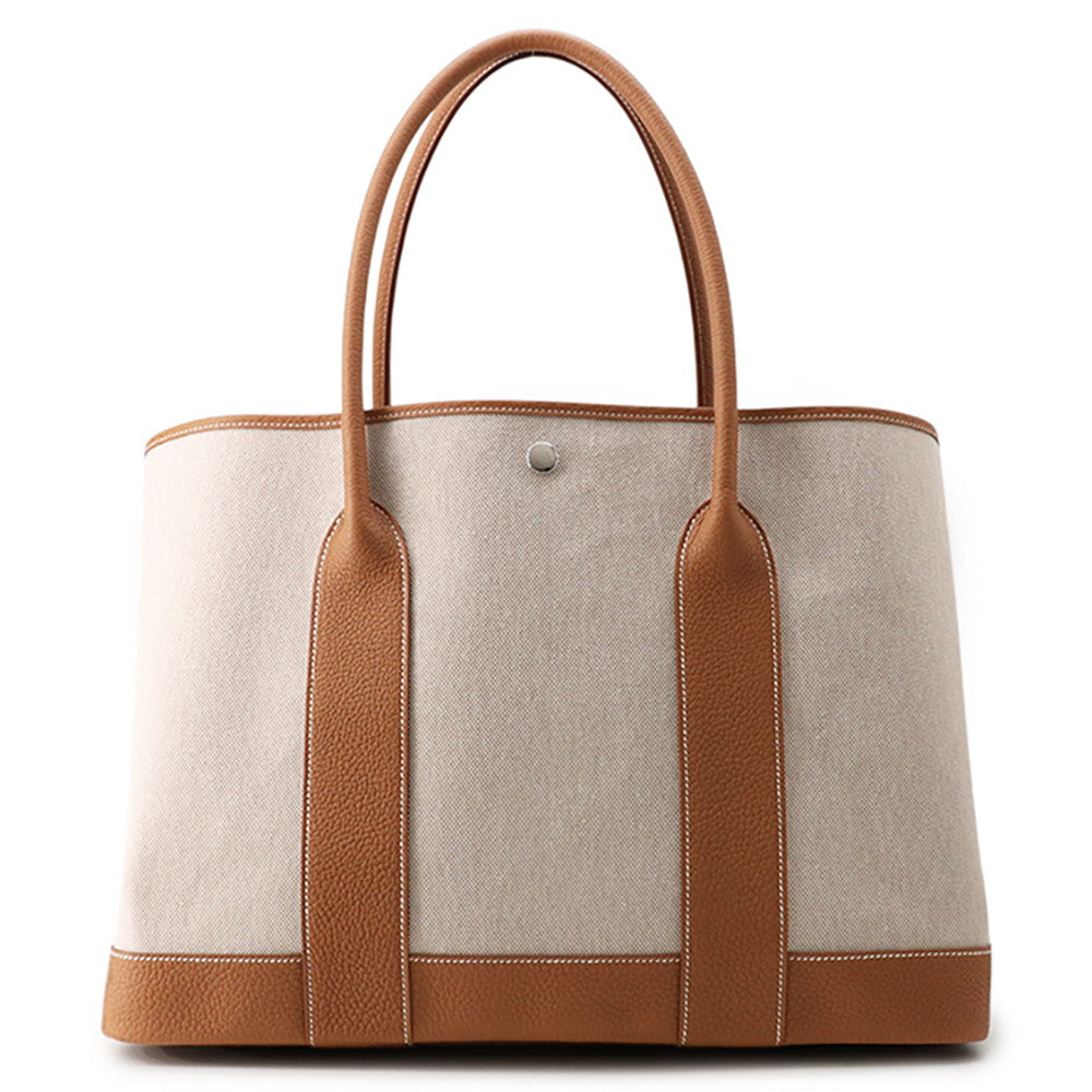 HERMES Neo Garden 41 Voyage Gold/Ecru Toile H Negonda Leather Size 41