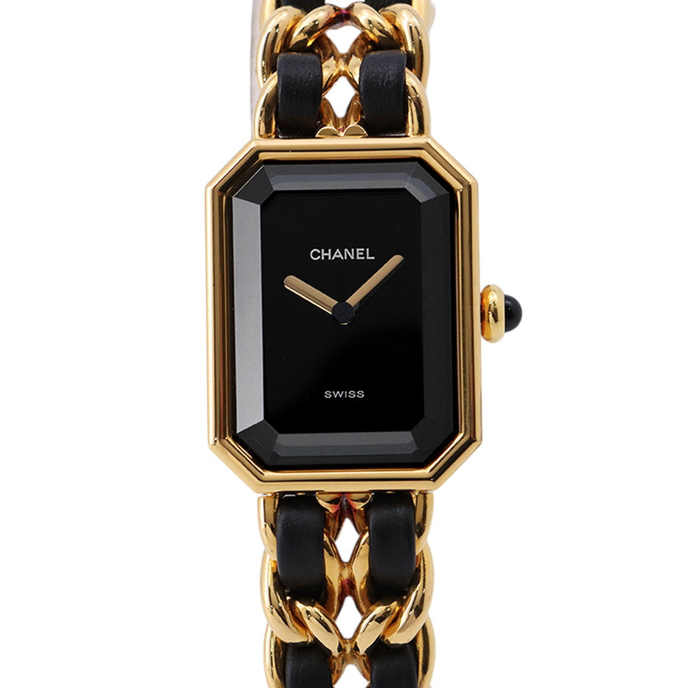CHANEL Premiere L H26ｍｍ×W20mm Gold Plated Leather Black DialH0001