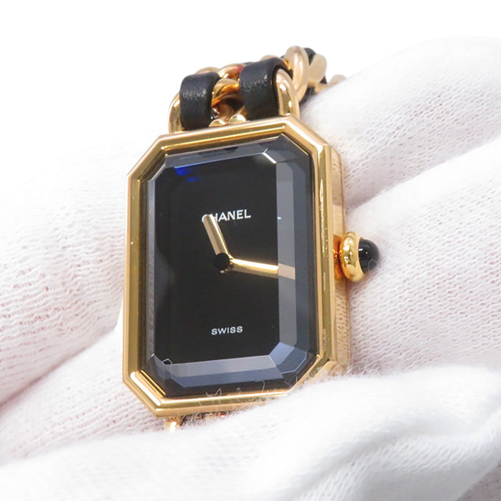 CHANEL Premiere L H26ｍｍ×W20mm Gold Plated Leather Black DialH0001