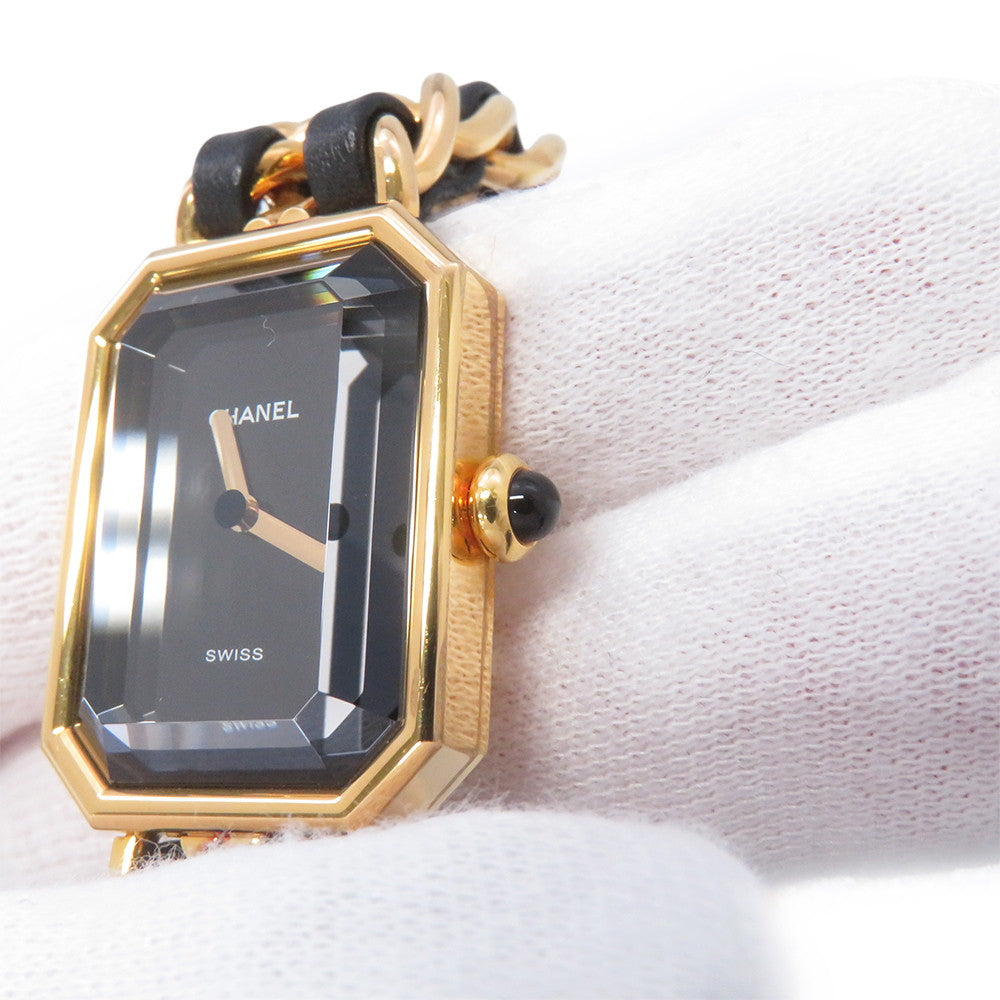 CHANEL Premiere L H26ｍｍ×W20mm Gold Plated Leather Black DialH0001