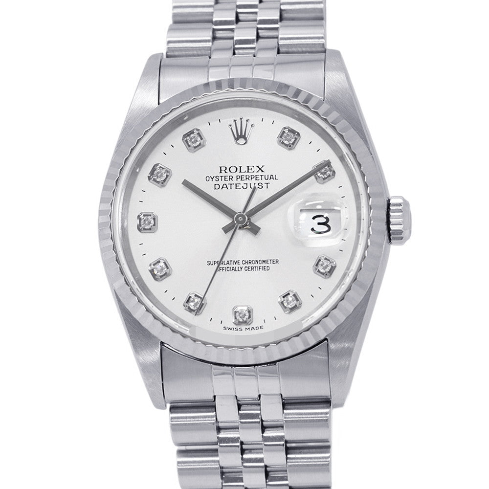 ROLEX Datejust W36mm Stainless Steel K18WG Silver Dial16234G