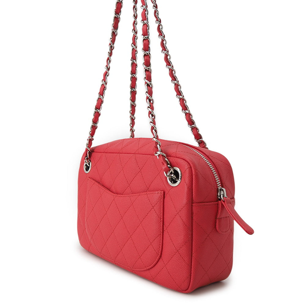 CHANEL CC Logo Shoulder Bag RedA91731 Caviar Leather
