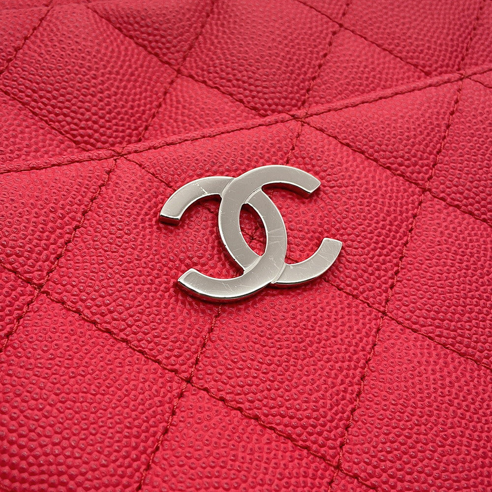 CHANEL CC Logo Shoulder Bag RedA91731 Caviar Leather