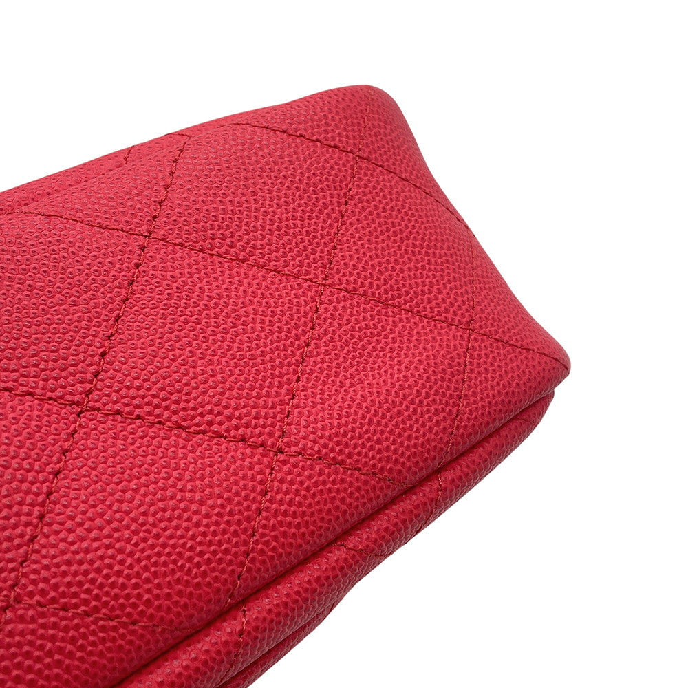 CHANEL CC Logo Shoulder Bag RedA91731 Caviar Leather