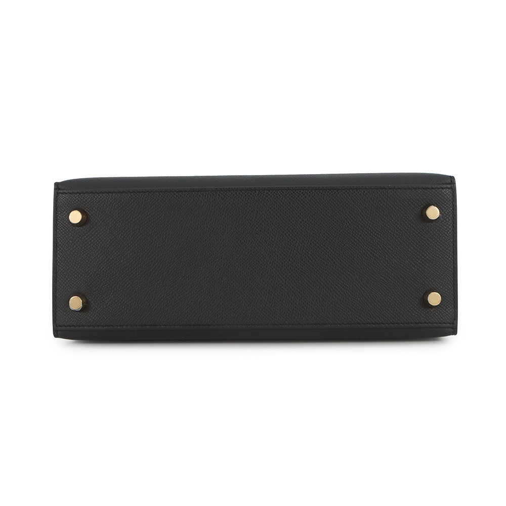 HERMES Kelly Sellier Black Epsom Size 25
