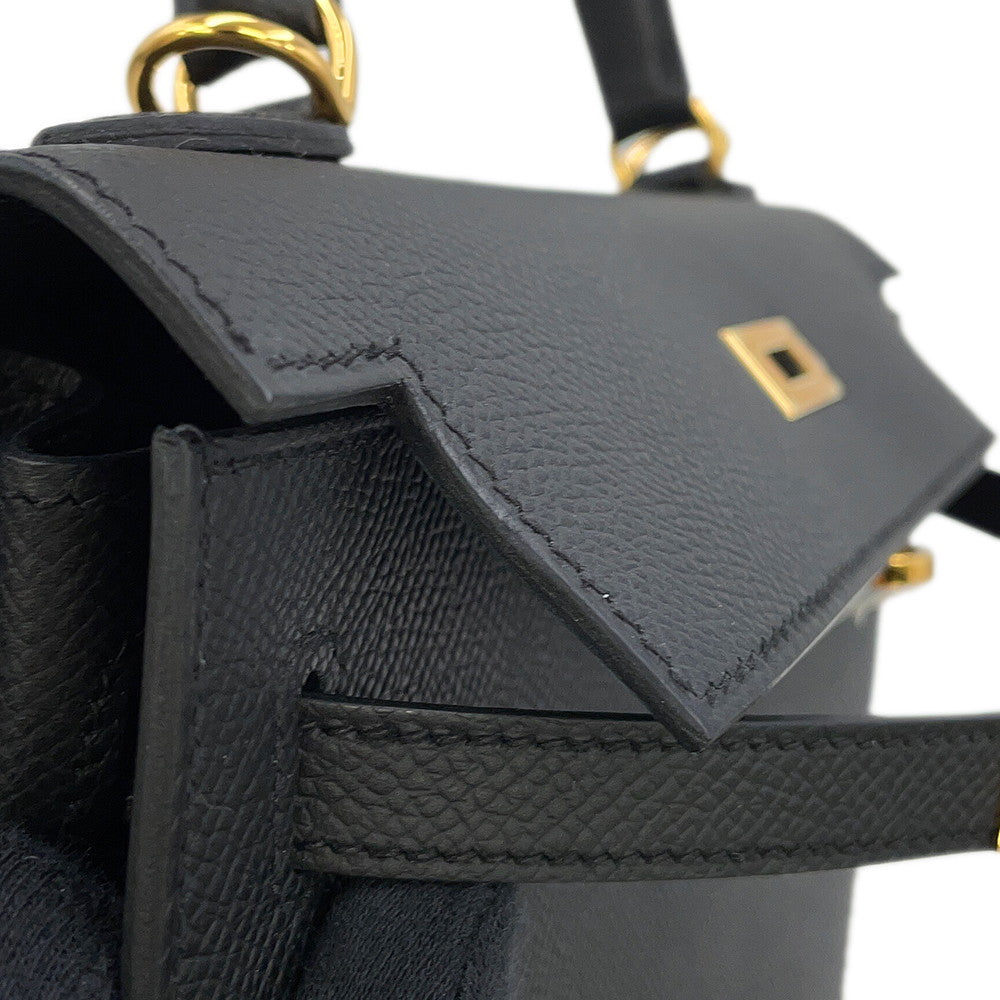 HERMES Kelly Sellier Black Epsom Size 25