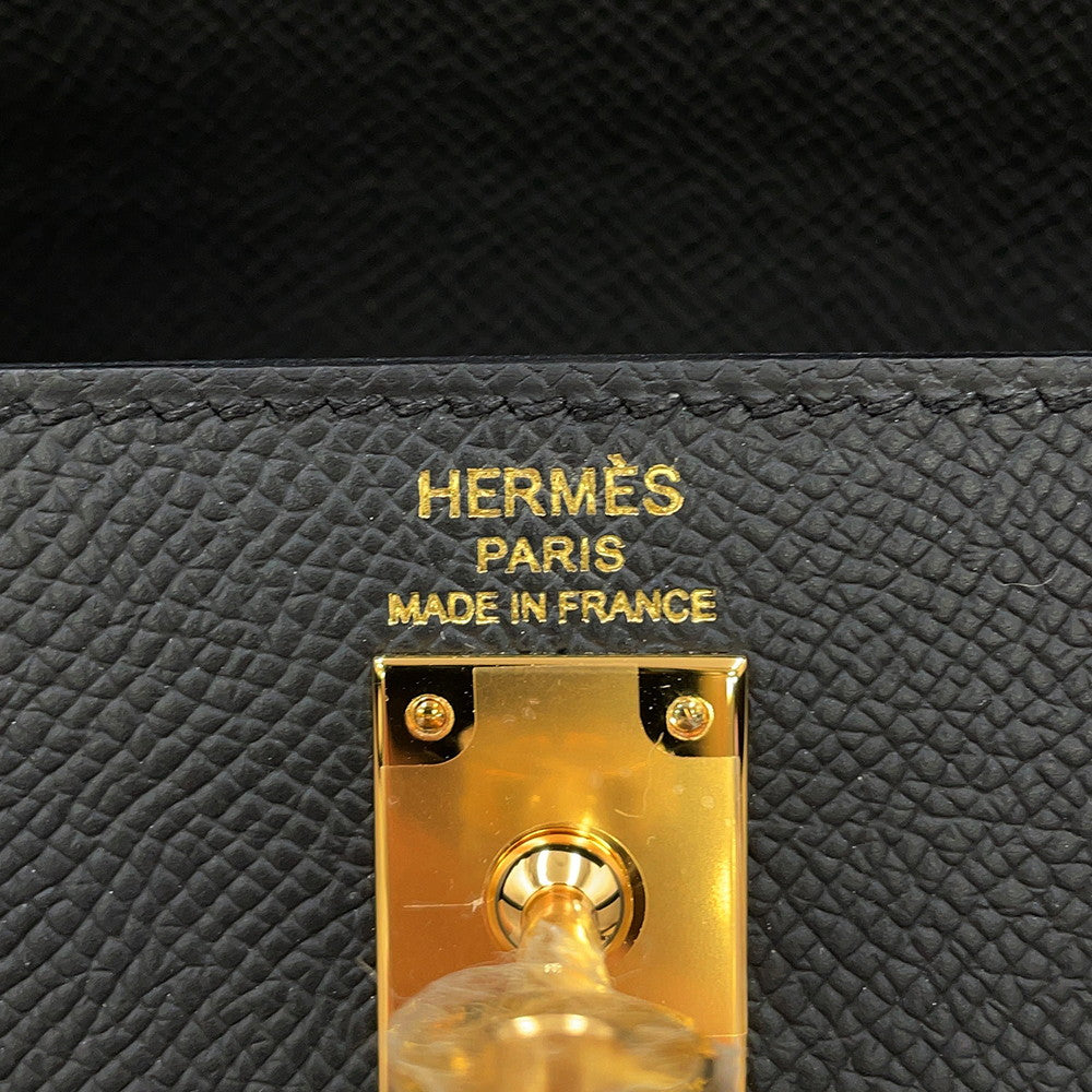 HERMES Kelly Sellier Black Epsom Size 25