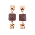 HERMES Disco Fauve Earrings Bordeaux Metal Swift Leather