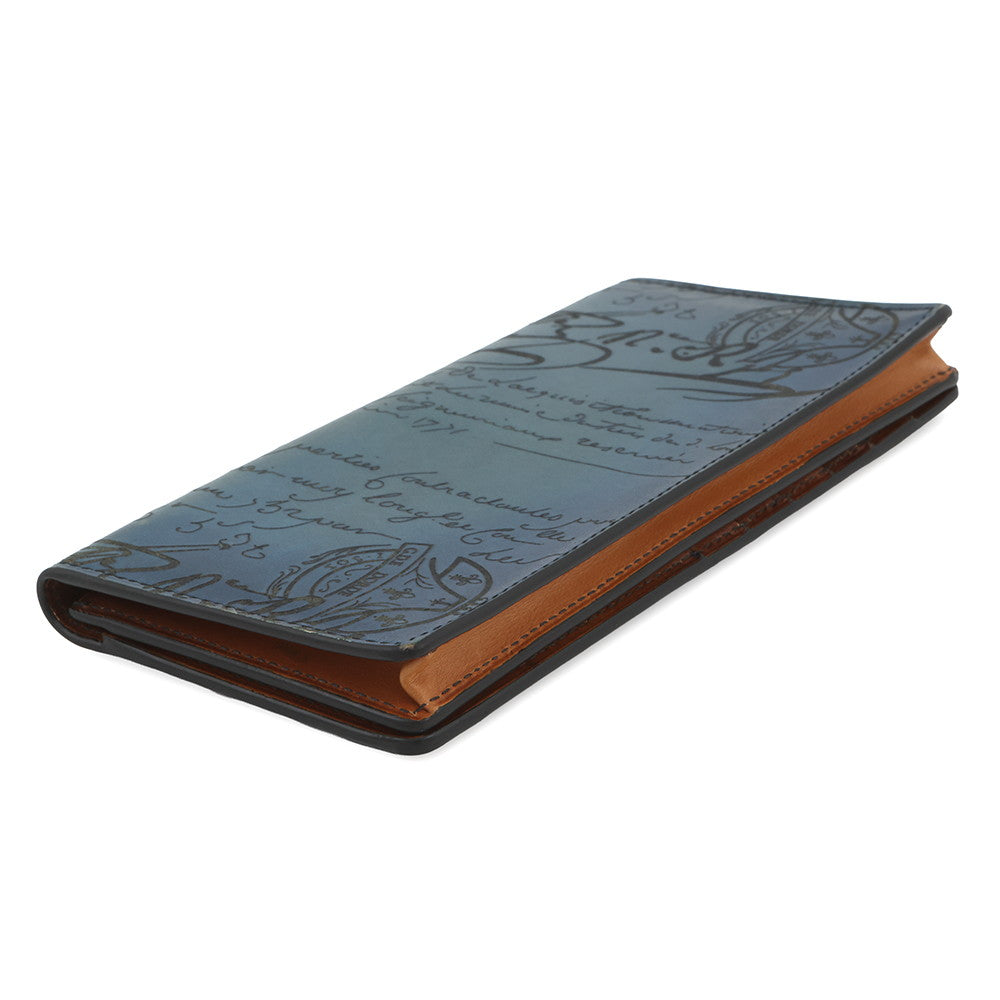Berluti Sequoia Long Wallet Blue Flash Leather