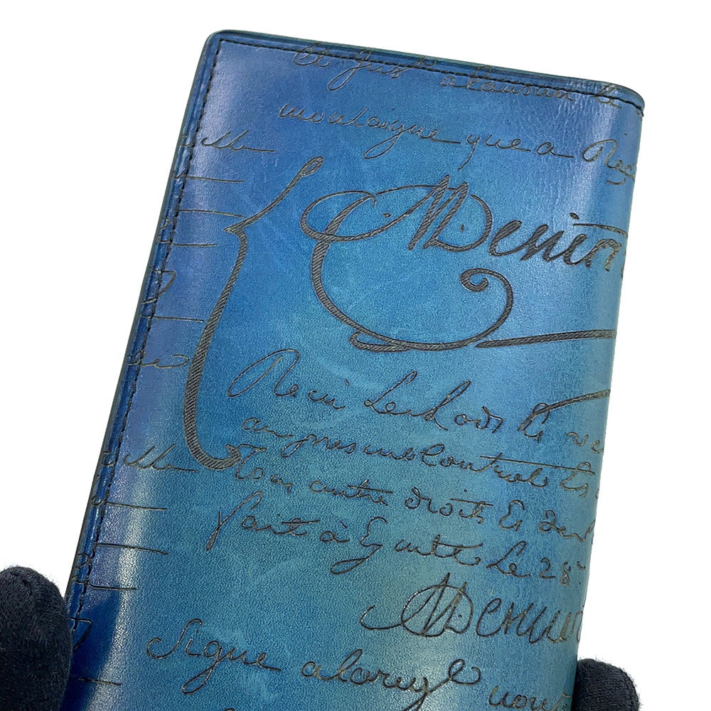 Berluti Sequoia Long Wallet Blue Flash Leather