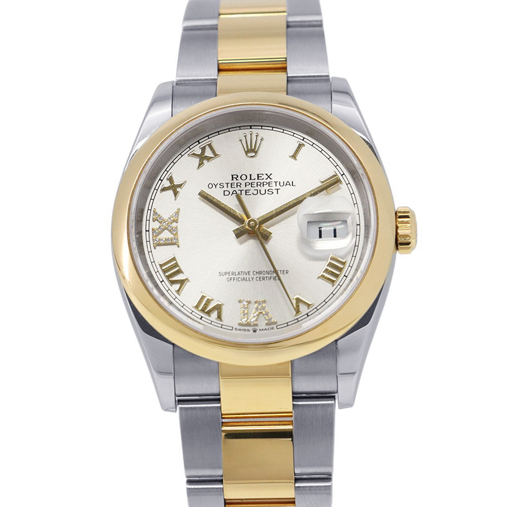 ROLEX Datejust W36mm Stainless Steel K18YG Silver Dial126203