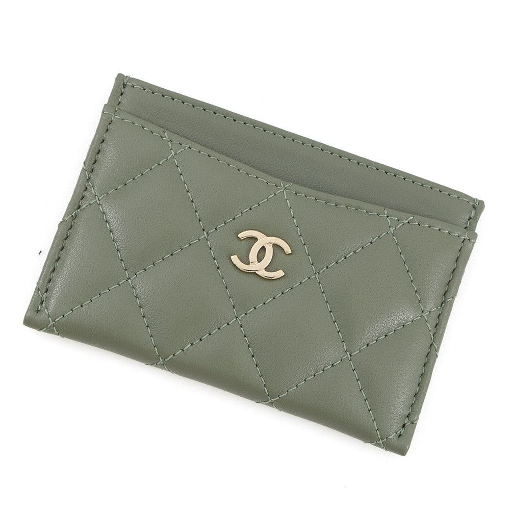 CHANEL Card Case Classic Matelasse CC Logo KhakiAP0213 Lambskin