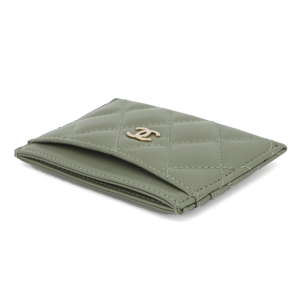 CHANEL Card Case Classic Matelasse CC Logo KhakiAP0213 Lambskin
