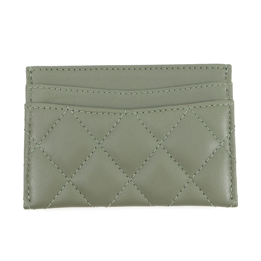 CHANEL Card Case Classic Matelasse CC Logo KhakiAP0213 Lambskin