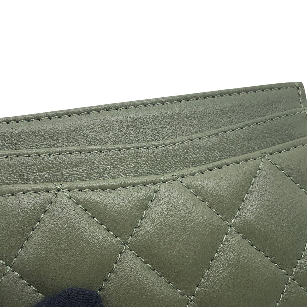 CHANEL Card Case Classic Matelasse CC Logo KhakiAP0213 Lambskin