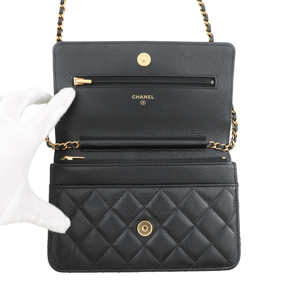 CHANEL Matelasse Classic Chain Wallet BlackAP0250 Caviar Leather