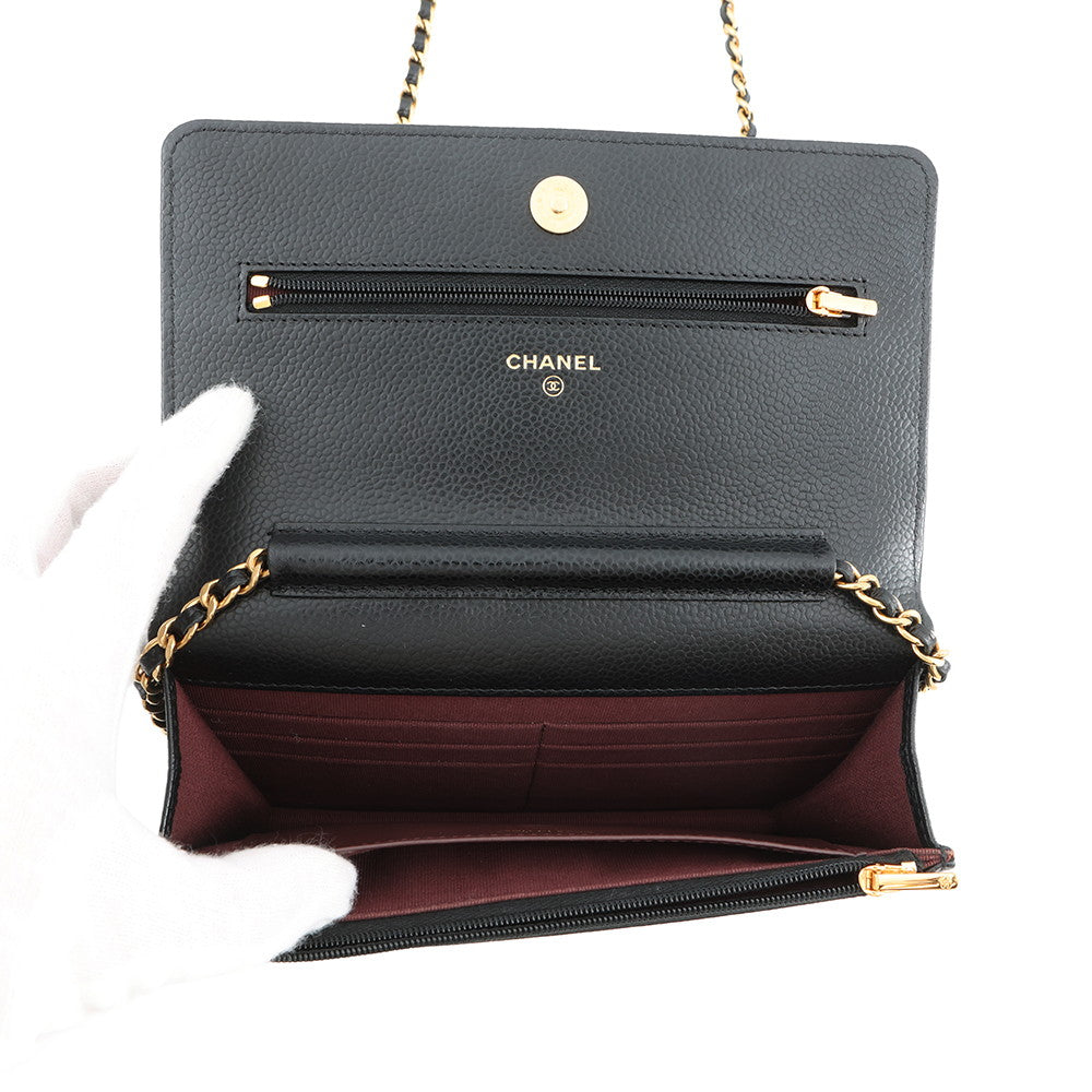 CHANEL Matelasse Classic Chain Wallet BlackAP0250 Caviar Leather