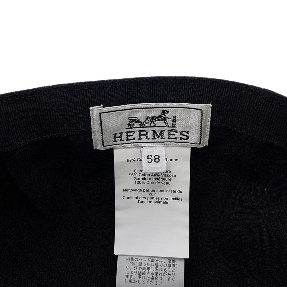 HERMES Cap Miles Size 58 Black Cotton97% Polyurethane3%