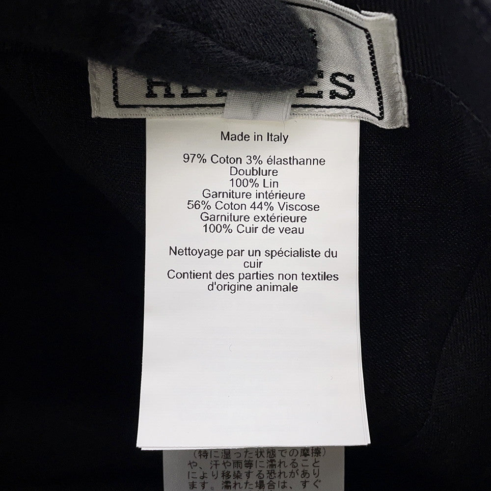 HERMES Cap Miles Size 58 Black Cotton97% Polyurethane3%