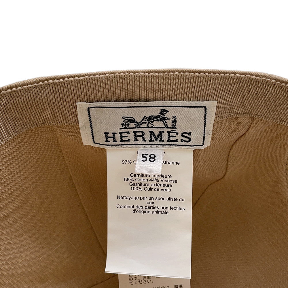 HERMES Cap Miles Size 58 Kraft Cotton97% Polyurethane3%