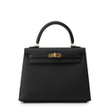 HERMES Kelly Sellier Black Epsom Size 25