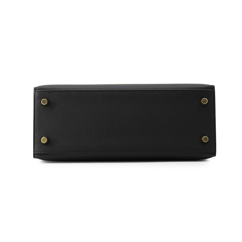 HERMES Kelly Sellier Black Epsom Size 25