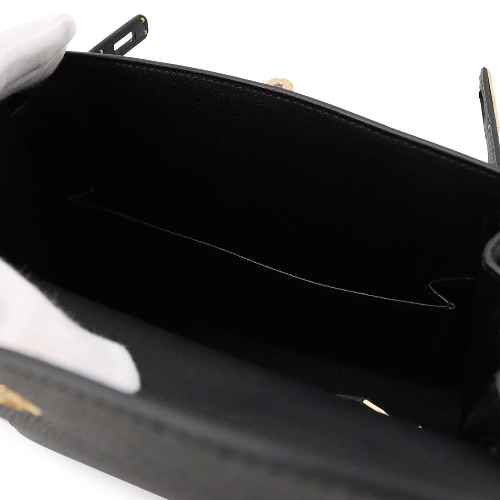 HERMES Kelly Sellier Black Epsom Size 25
