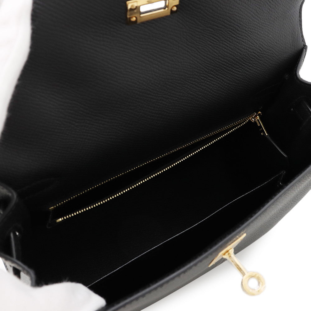 HERMES Kelly Sellier Black Epsom Size 25
