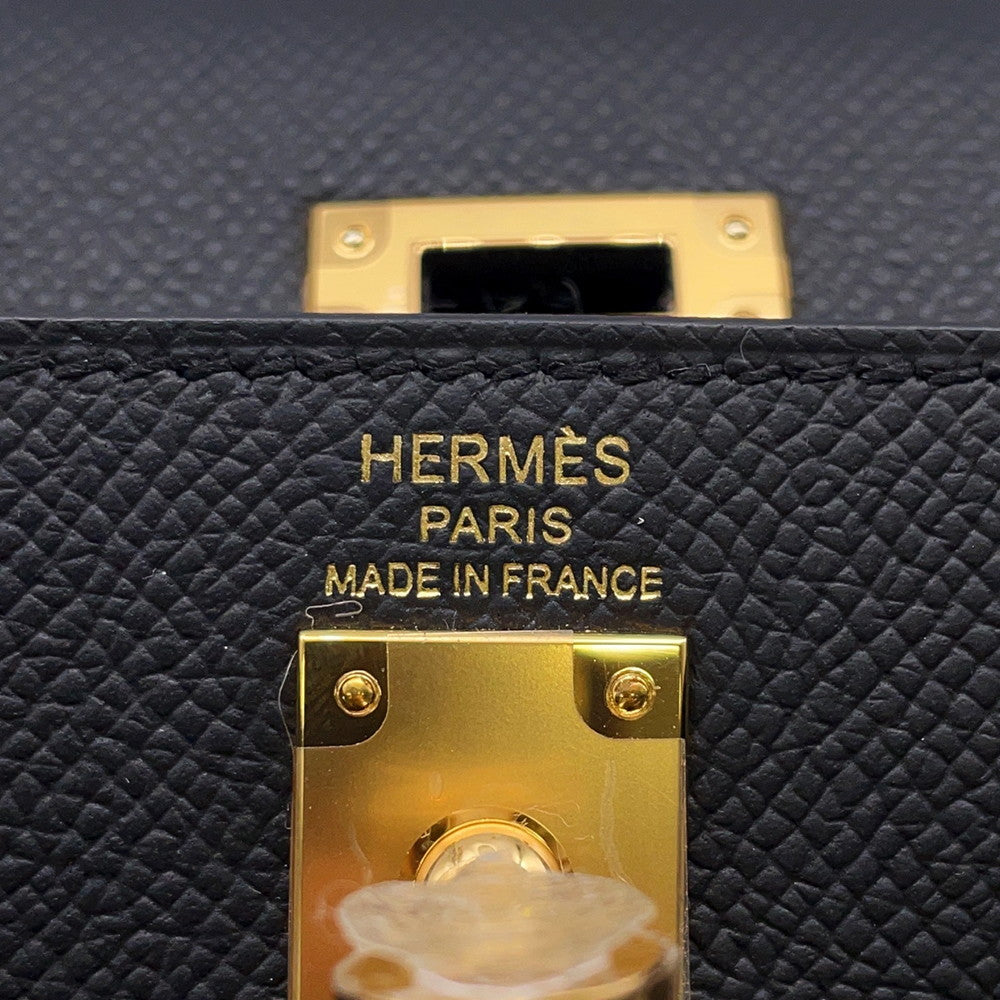 HERMES Kelly Sellier Black Epsom Size 25
