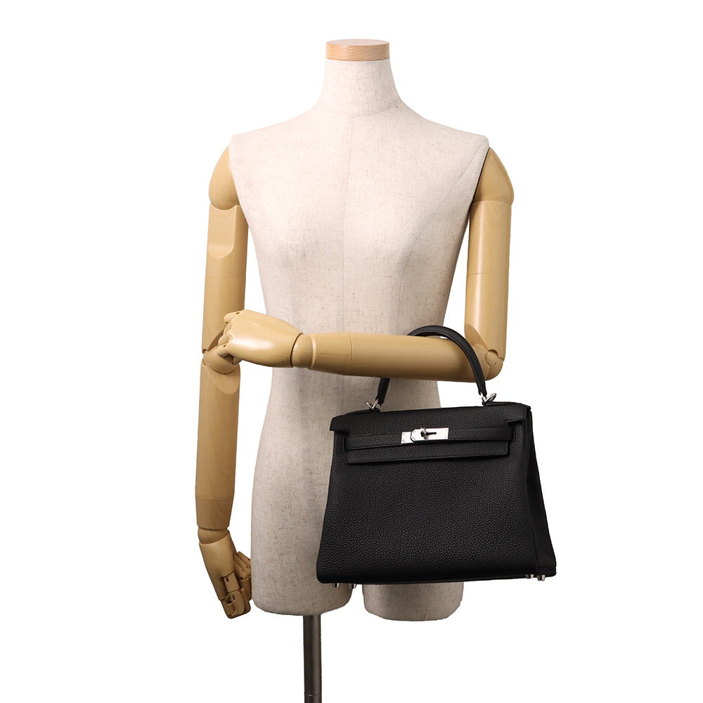 HERMES Kelly Retourne Black Togo Leather Size 28