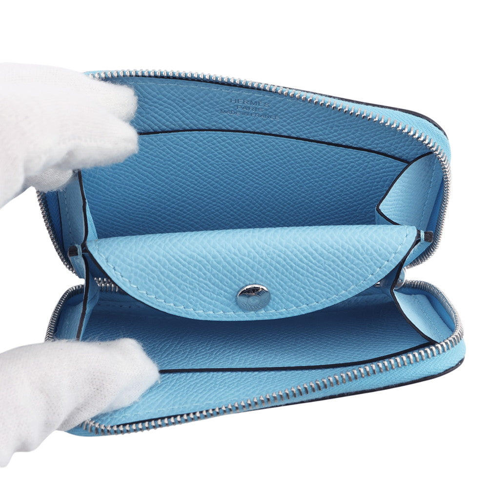 HERMES Macaron Compact Celeste Epsom