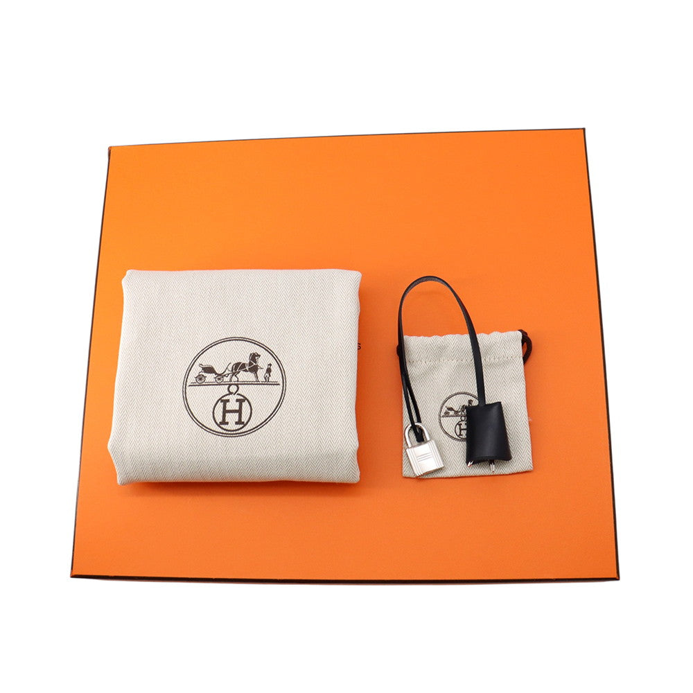 HERMES Herbag zip White/Blue Saphir Toile Military Vache Hunter Leather Size PM