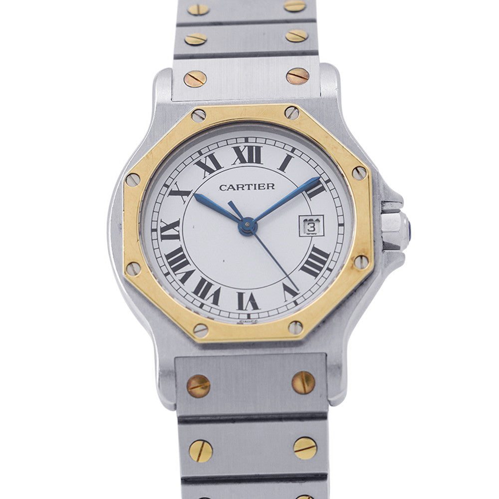CARTIER Santos Octagon LM W30mm Stainless Steel K18YG White DialW2001583