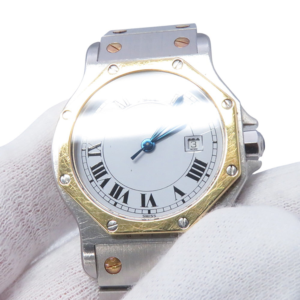 CARTIER Santos Octagon LM W30mm Stainless Steel K18YG White DialW2001583