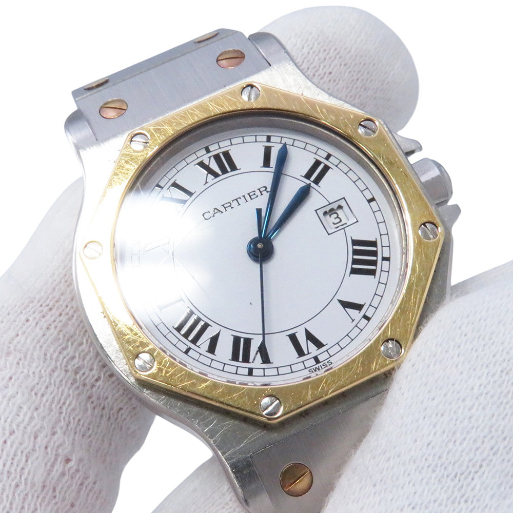 CARTIER Santos Octagon LM W30mm Stainless Steel K18YG White DialW2001583