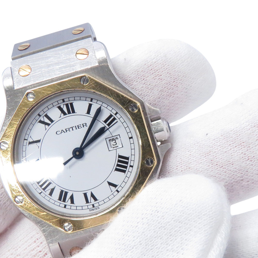 CARTIER Santos Octagon LM W30mm Stainless Steel K18YG White DialW2001583