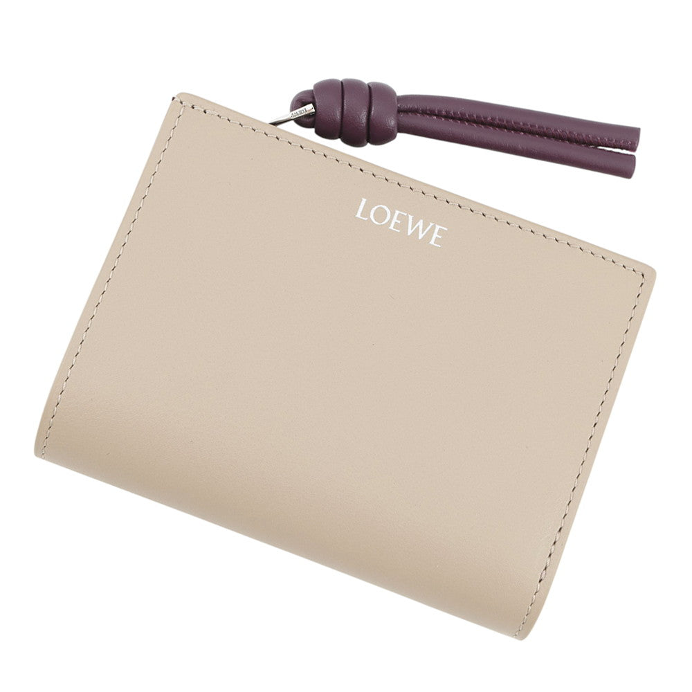 LOEWE Knot Compact Wallet Clay/PlumCEM1NCWX01 Shiny Nappa Calf Leather