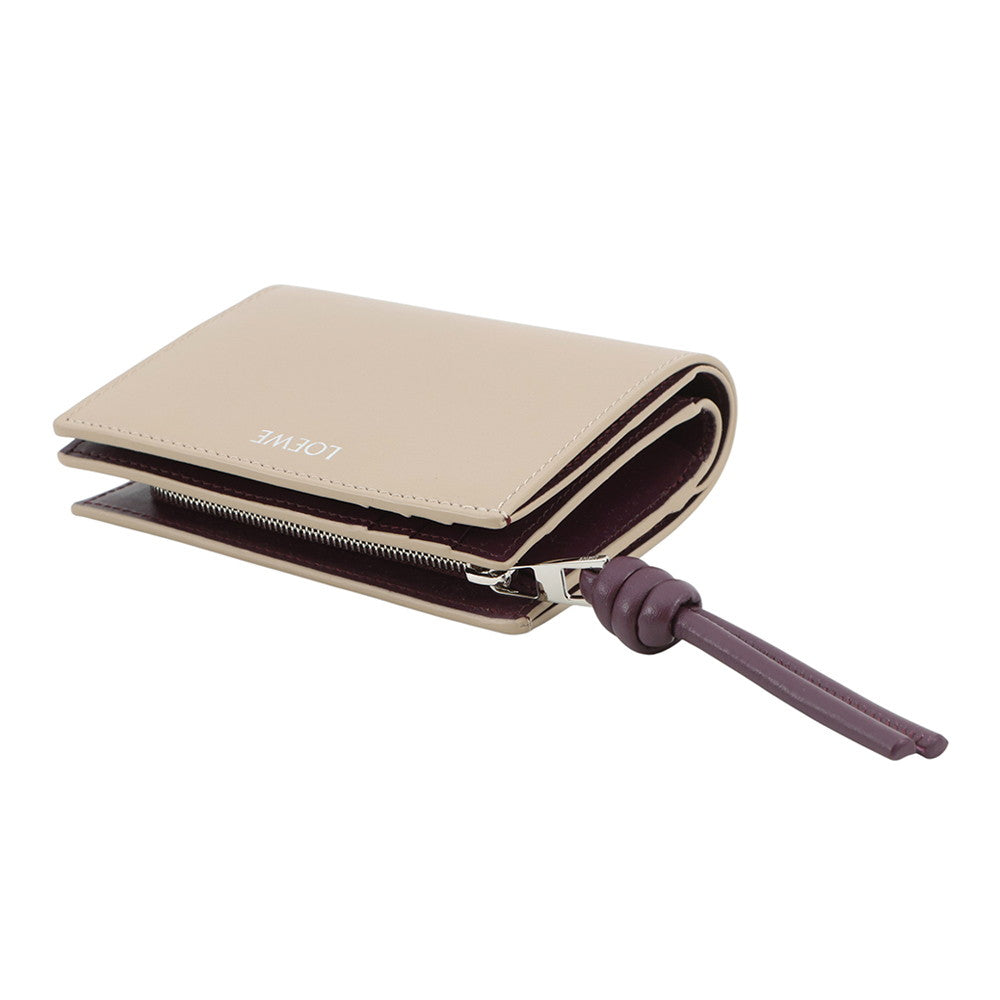 LOEWE Knot Compact Wallet Clay/PlumCEM1NCWX01 Shiny Nappa Calf Leather