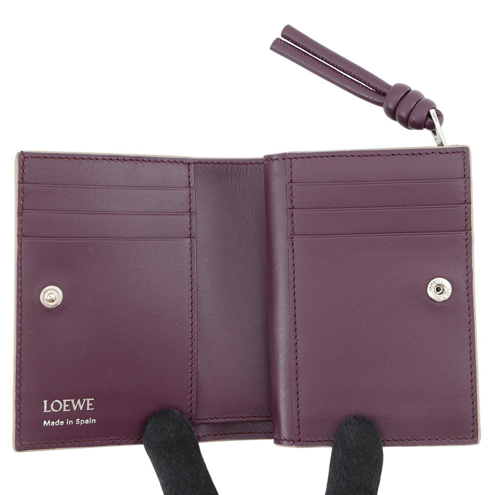 LOEWE Knot Compact Wallet Clay/PlumCEM1NCWX01 Shiny Nappa Calf Leather