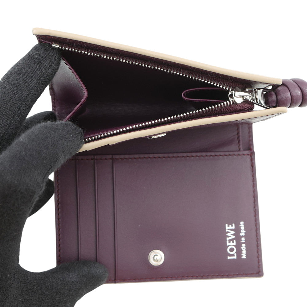 LOEWE Knot Compact Wallet Clay/PlumCEM1NCWX01 Shiny Nappa Calf Leather