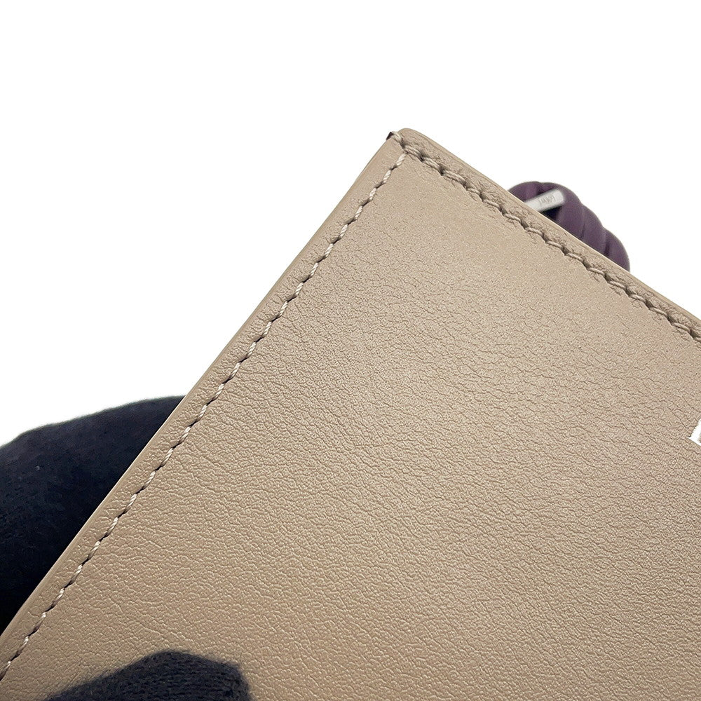 LOEWE Knot Compact Wallet Clay/PlumCEM1NCWX01 Shiny Nappa Calf Leather