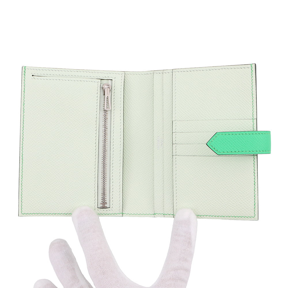 HERMES Bean Compact Verso Vert Comics/Vert FizzH076220CKBA Epsom