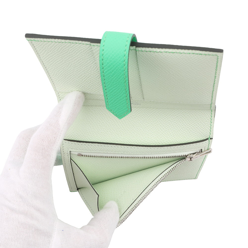 HERMES Bean Compact Verso Vert Comics/Vert FizzH076220CKBA Epsom