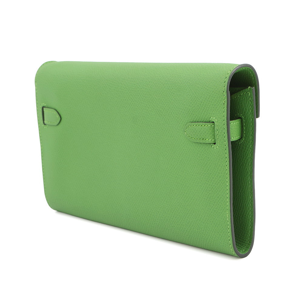 HERMES Kelly Wallet Long To Go Vert Yucca Epsom