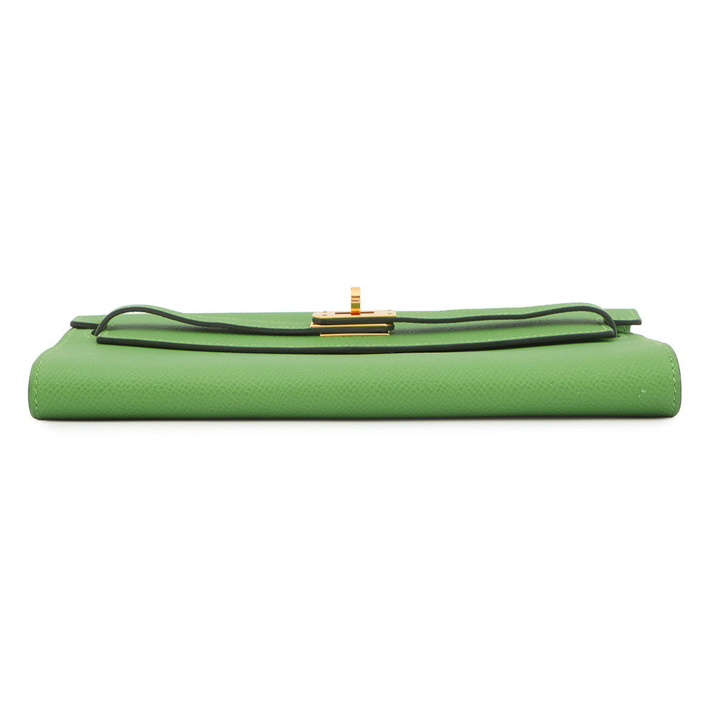HERMES Kelly Wallet Long To Go Vert Yucca Epsom