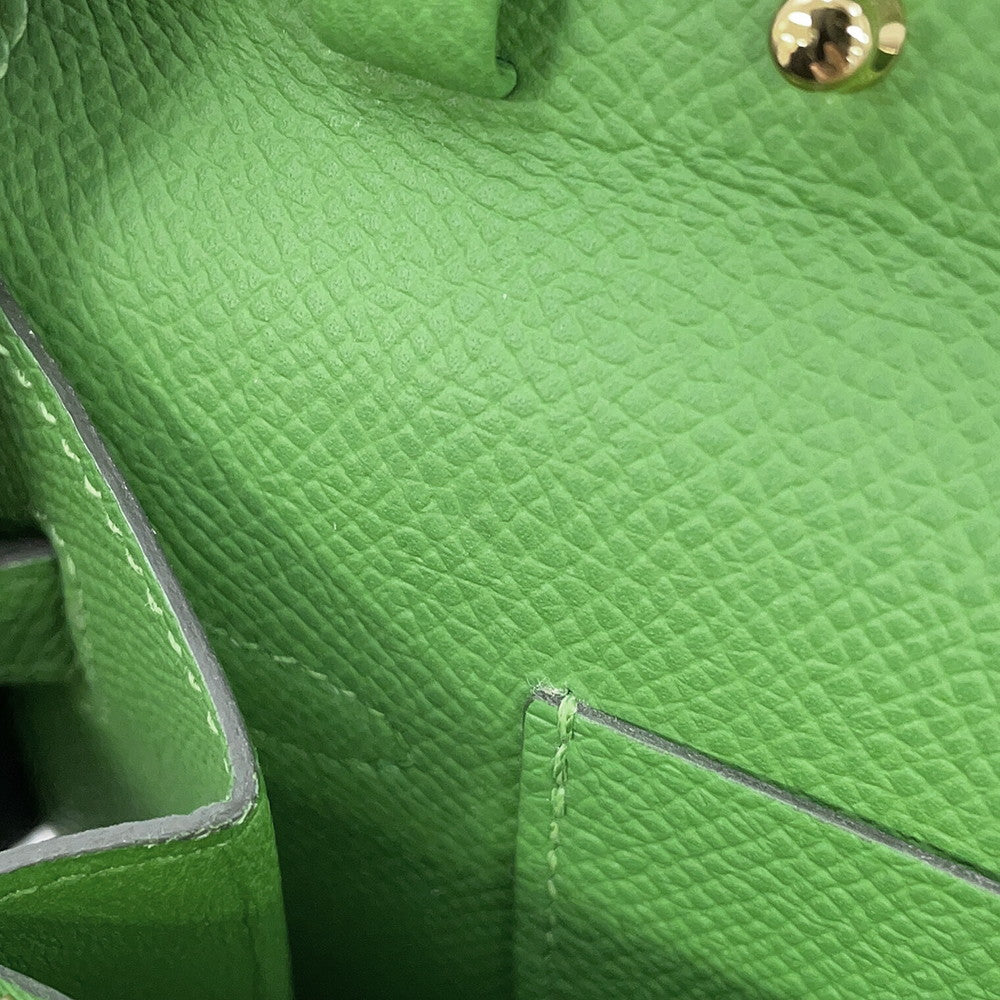 HERMES Kelly Wallet Long To Go Vert Yucca Epsom
