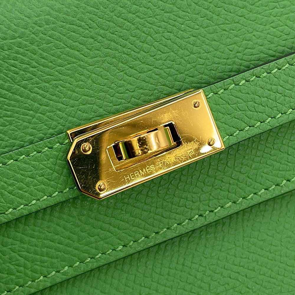 HERMES Kelly Wallet Long To Go Vert Yucca Epsom