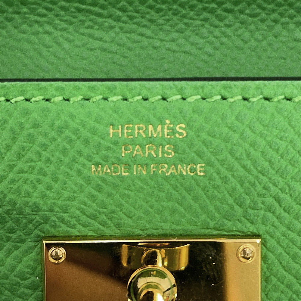 HERMES Kelly Wallet Long To Go Vert Yucca Epsom