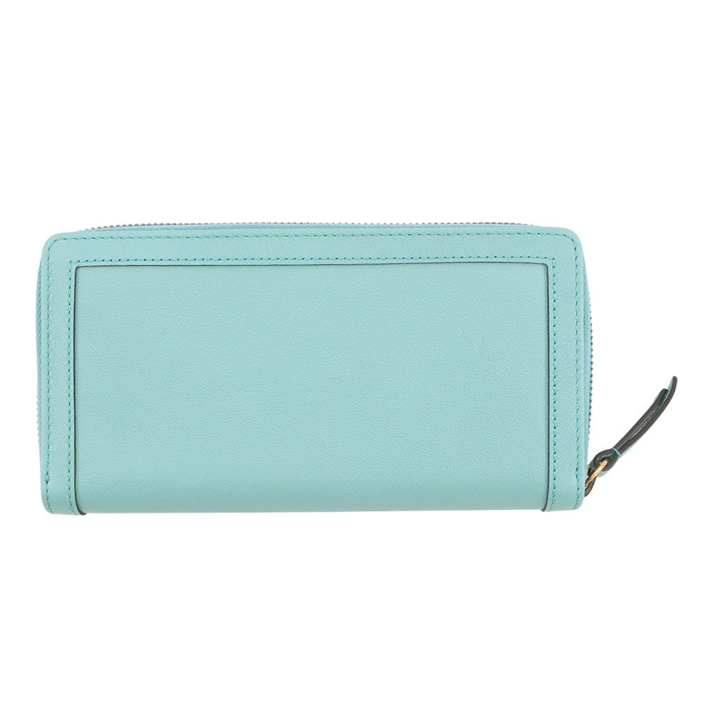 GUCCI Bamboo Diana Zip Around Long Wallet Turquoise658634 Leather